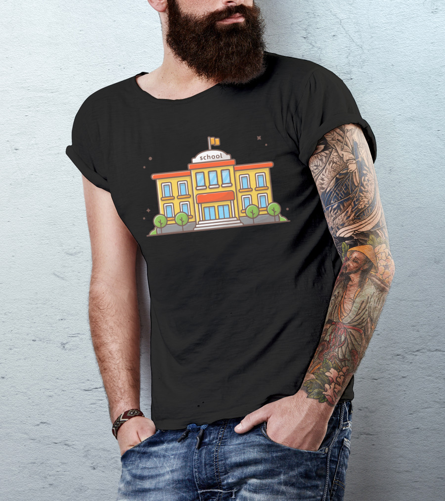 School Building Iconic Illustrated T-Shirt