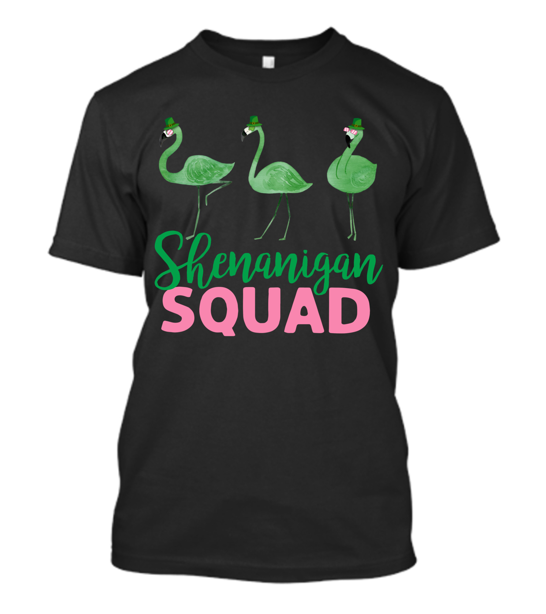 Shenanigan Squad With Green Flamingos In St. Patrick's Day Hats T-Shirt