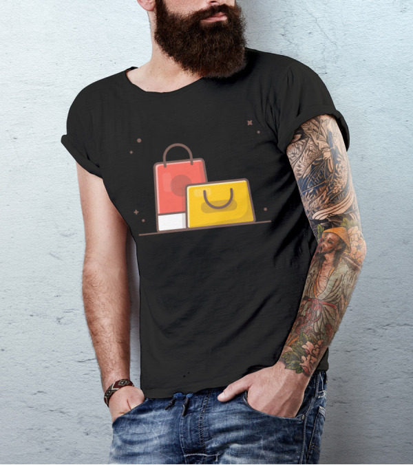 Shopping Bag Illustration Abstract T-Shirt