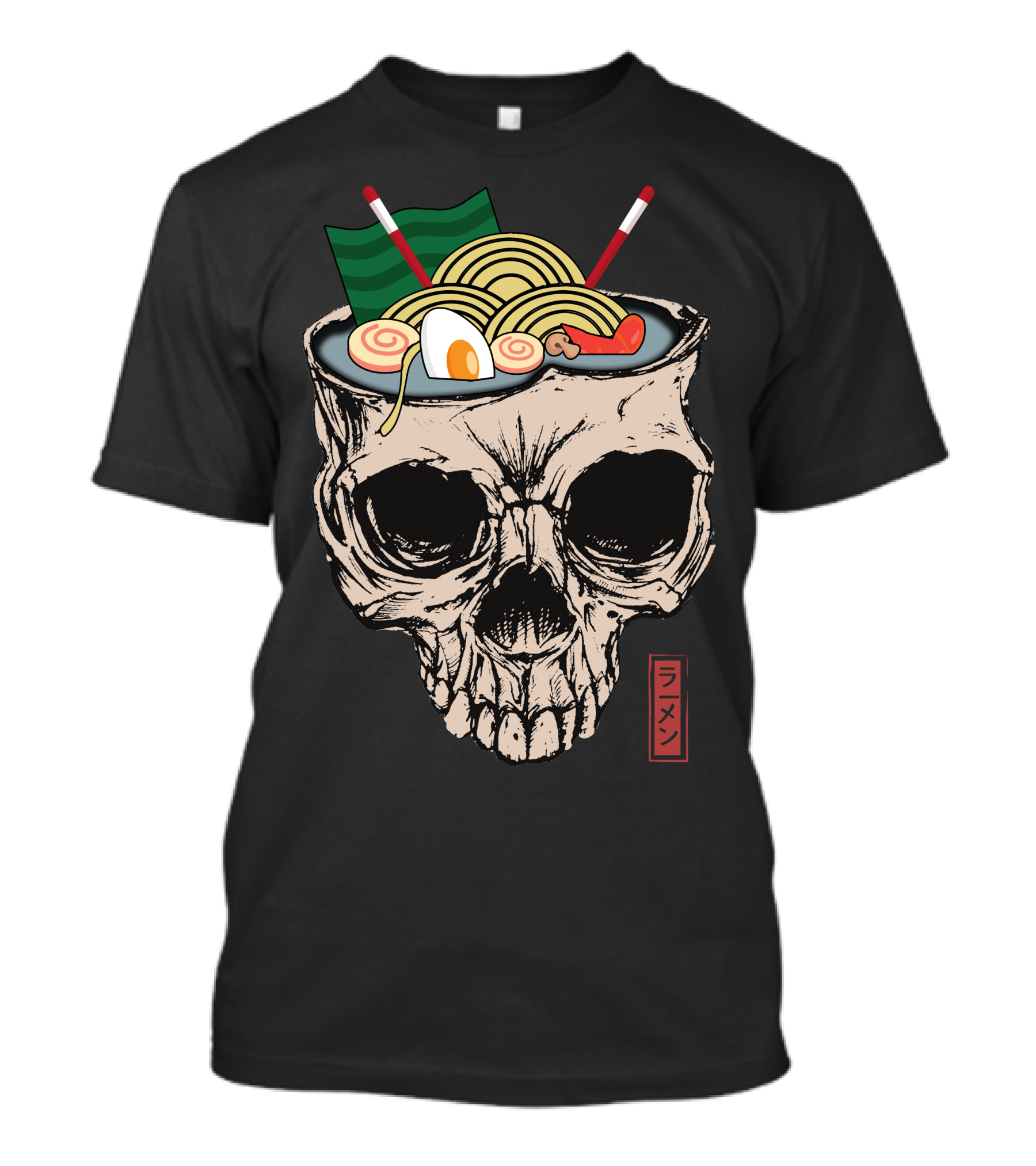Skull Ramen Noodles Skeleton Bowl With Egg And Chopsticks T-Shirt