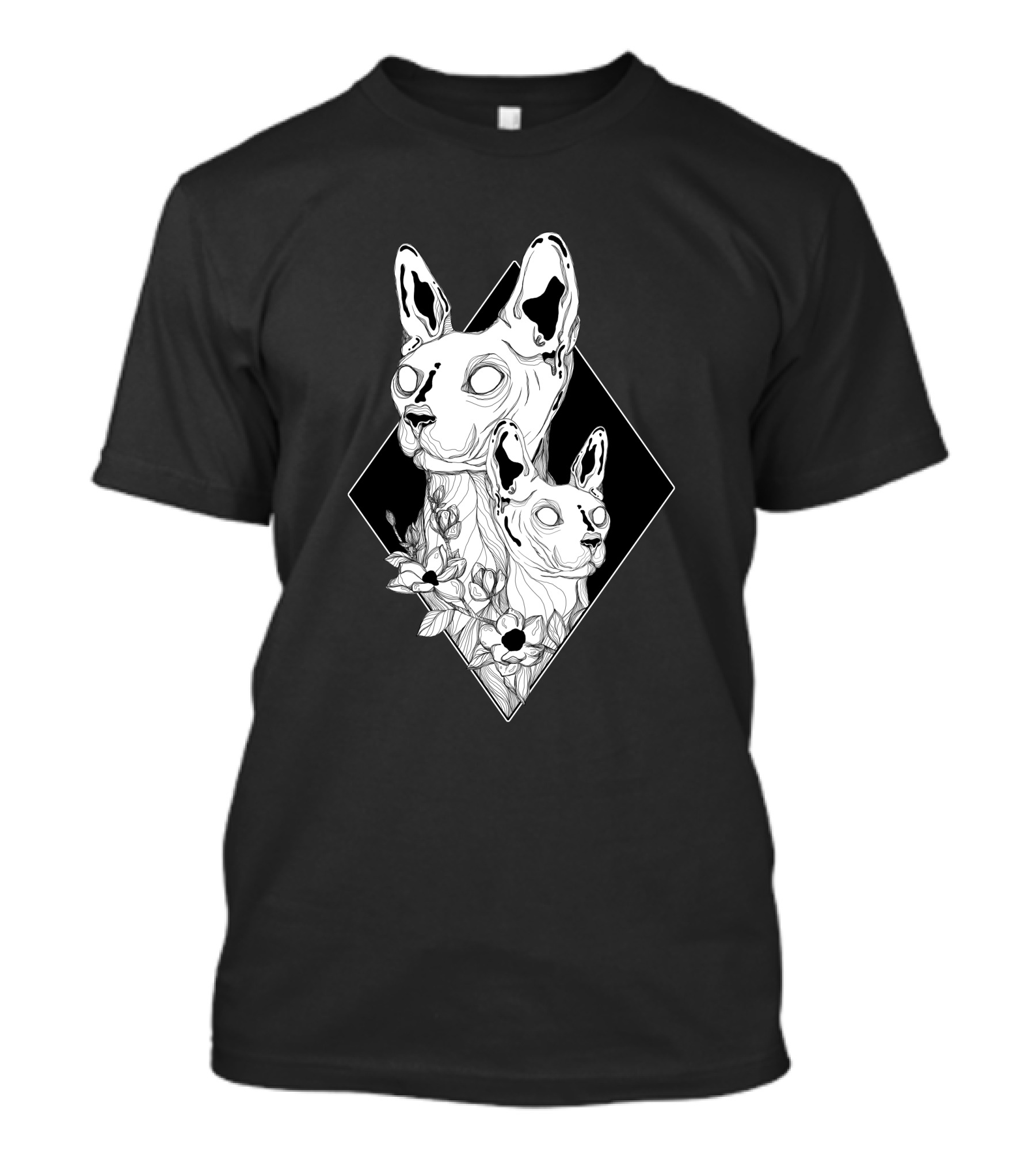 Sphynx Cats Floral Geometric Diamond T-Shirt