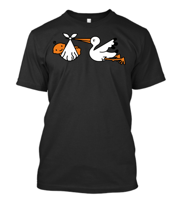 Stork With Baby Bundle Delivery Classic Motif T-Shirt