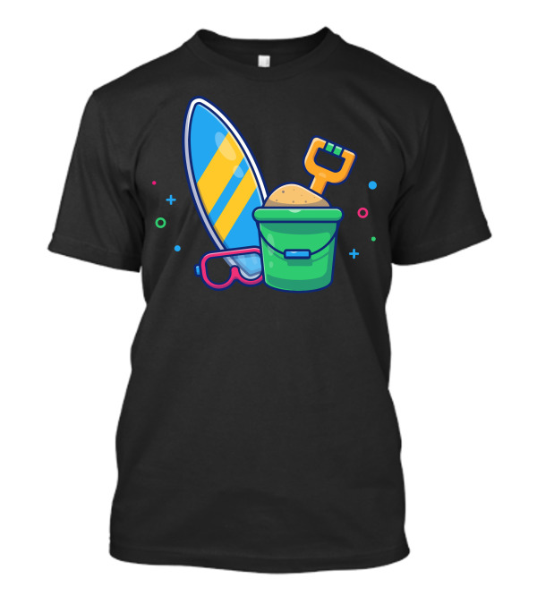 Surfing Board Sand Bucket And Goggles Adventure T-Shirt