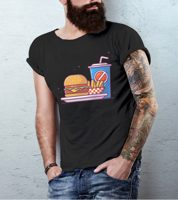 Tasty Combo Menu Cheese Burger French Fries Soda T-Shirt
