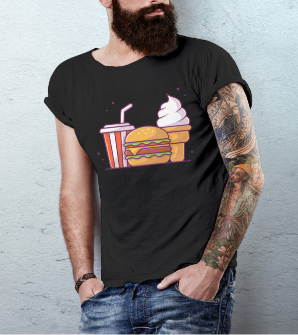 Cheese Burger Soda Ice Cream Combo Menu Delight T-Shirt