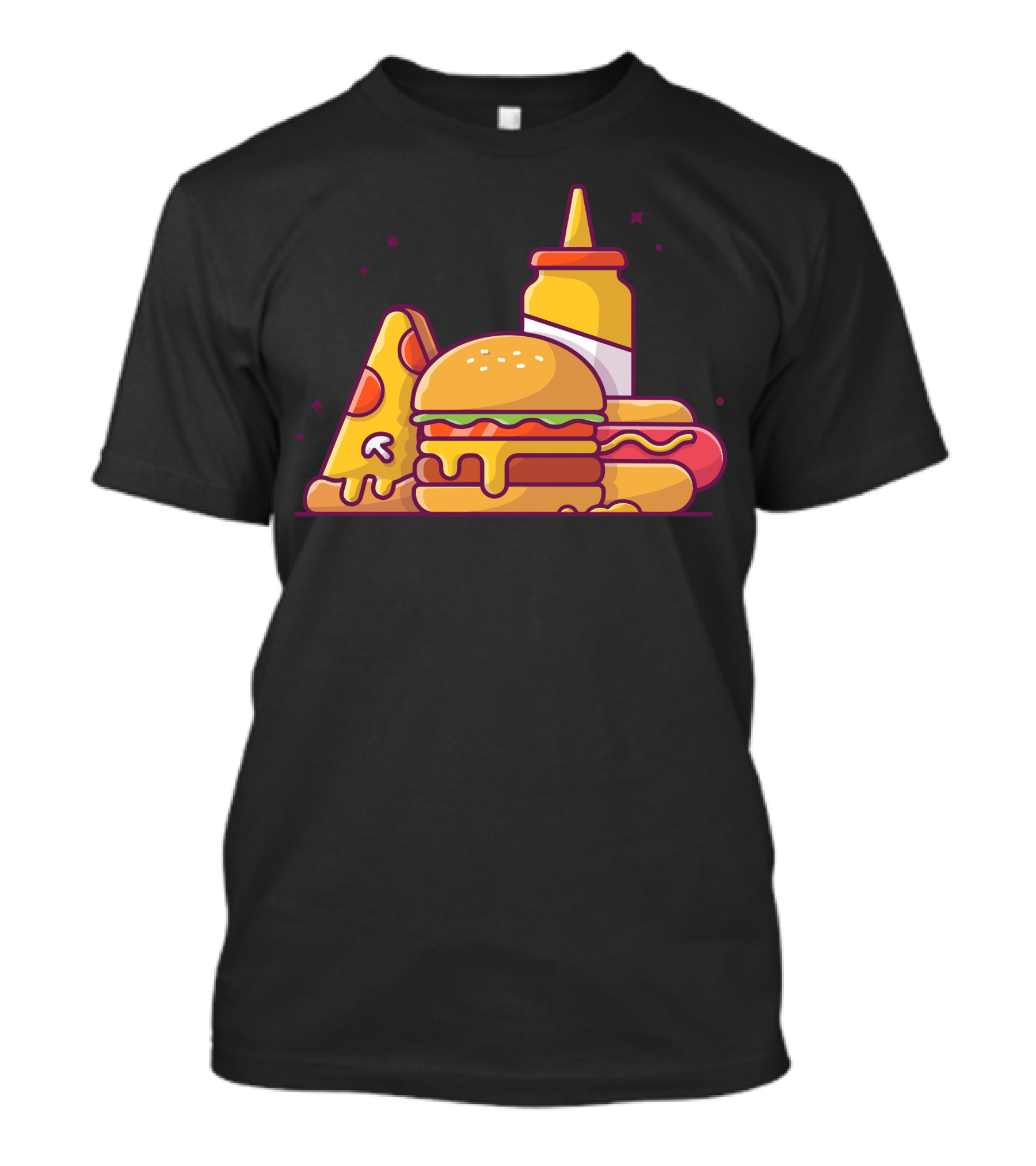Tasty Combo Menu Mustard Hotdog Pizza Slice Hamburger T-Shirt