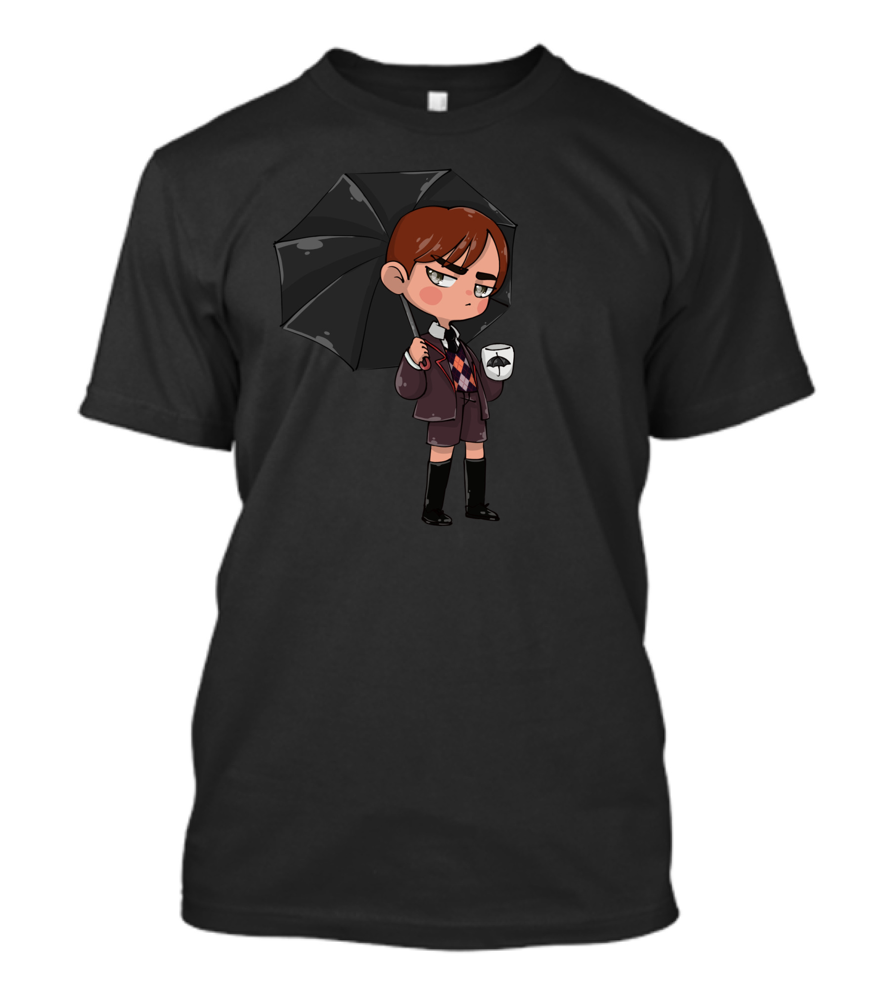 The Umbrella Academy Chibi Character With Coffee And Umbrella T-Shirt