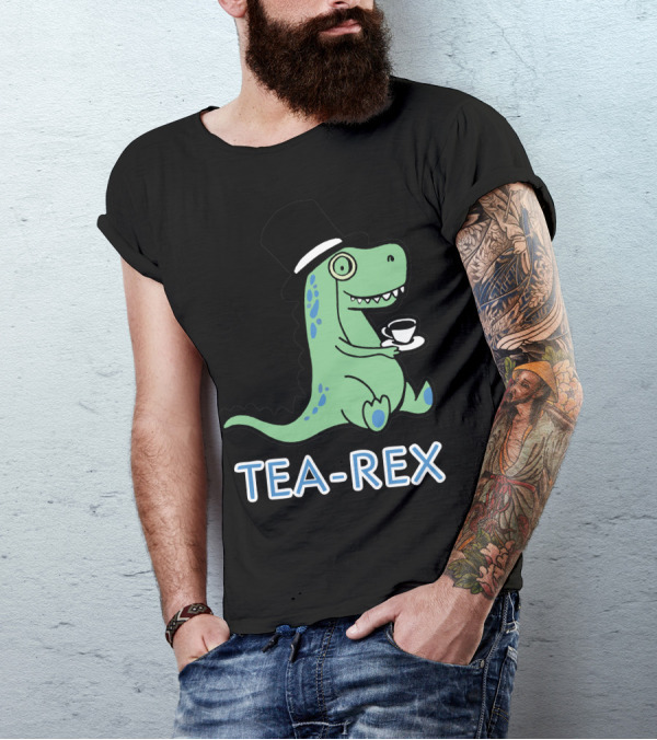 TEA-REX Dinosaur With Top Hat And Teacup T-Shirt