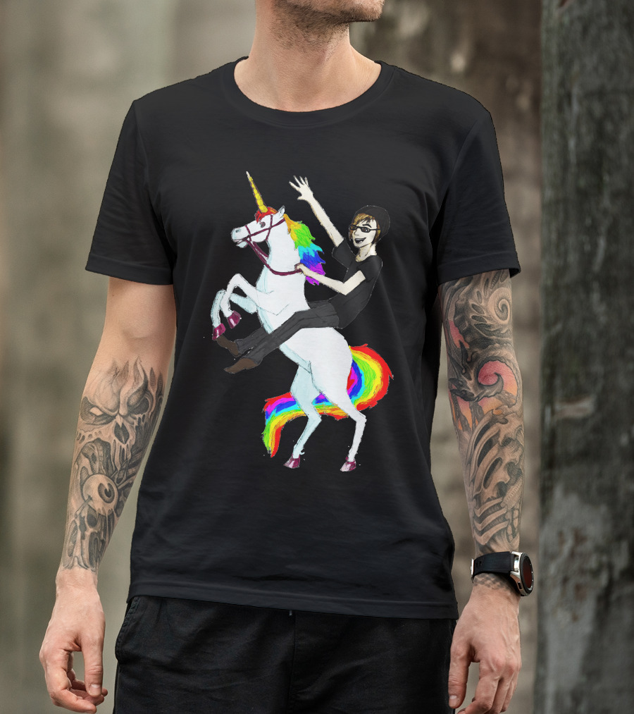 Unicorn And Human Best Friends Riding Rainbow Mane Magic T-Shirt