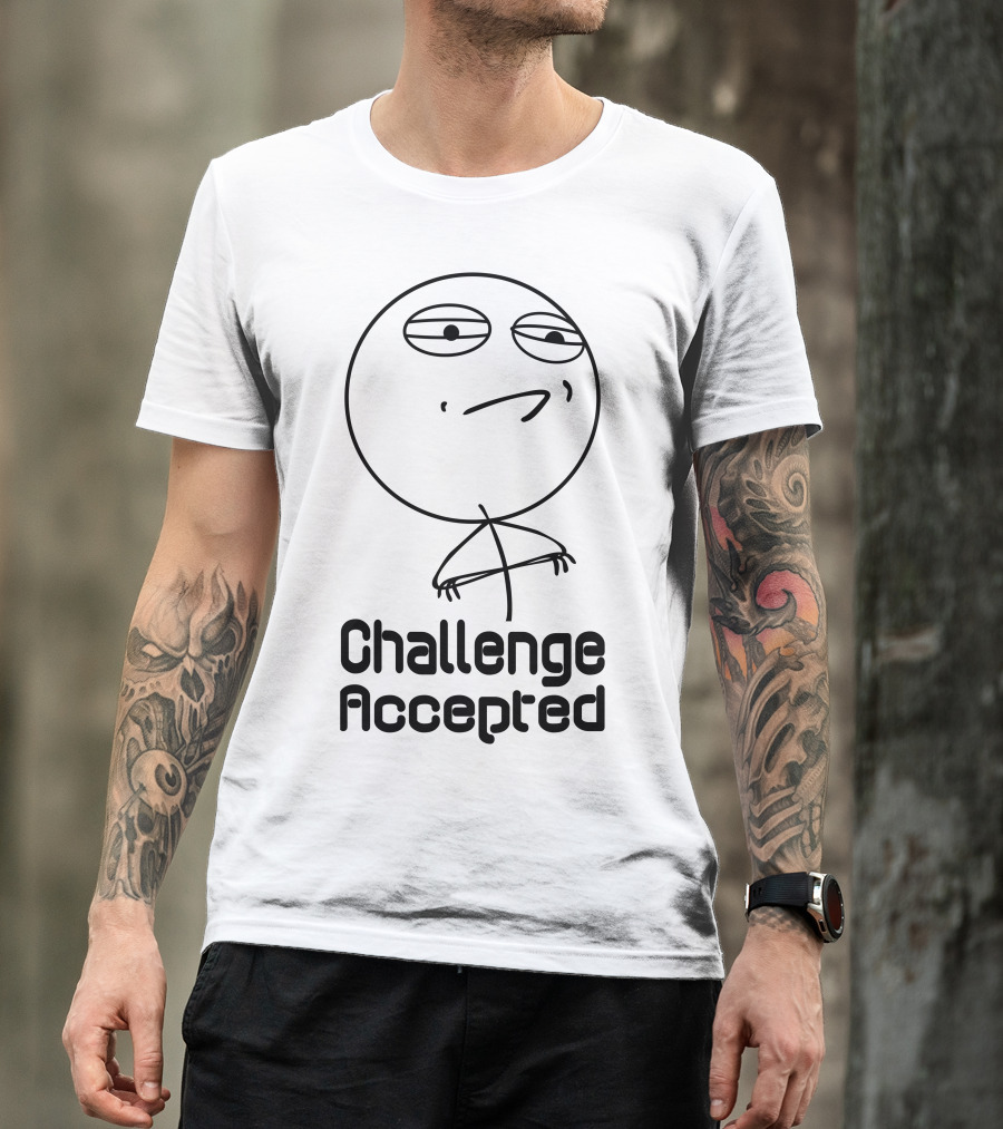 Challenge Accepted Meme Face Drawing T-Shirt