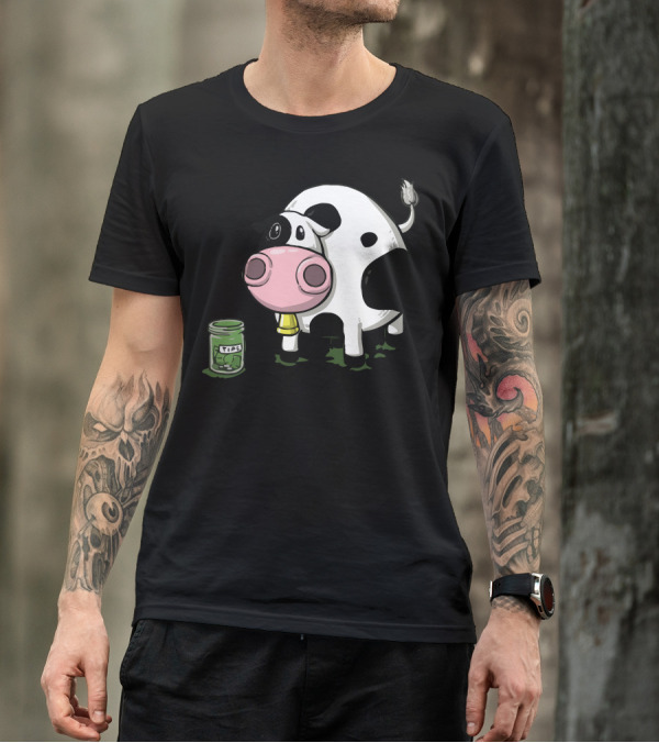 Cow Tipping Jars And Cartoon Cow T-Shirt