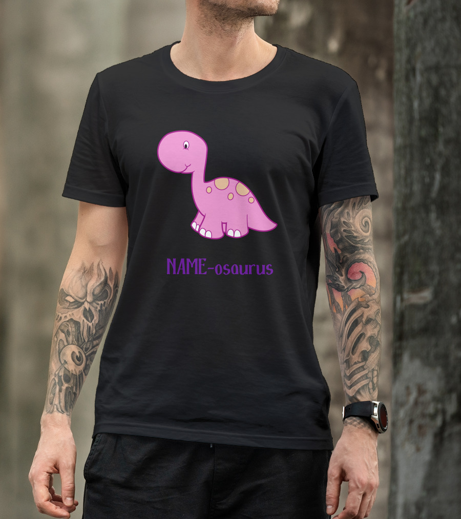 NAME-osaurus Pink Dinosaur T-Shirt