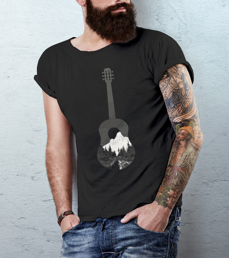 Goodnight Guitar Mountain Landscape T-Shirt