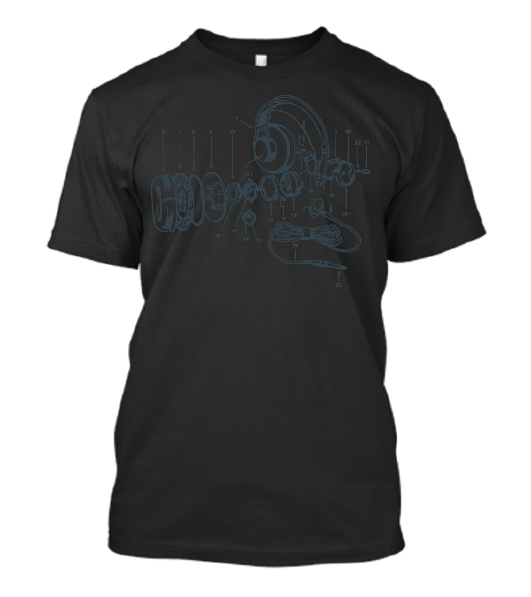 Headphone Anatomy Diagram Exploded View Blueprint T-Shirt