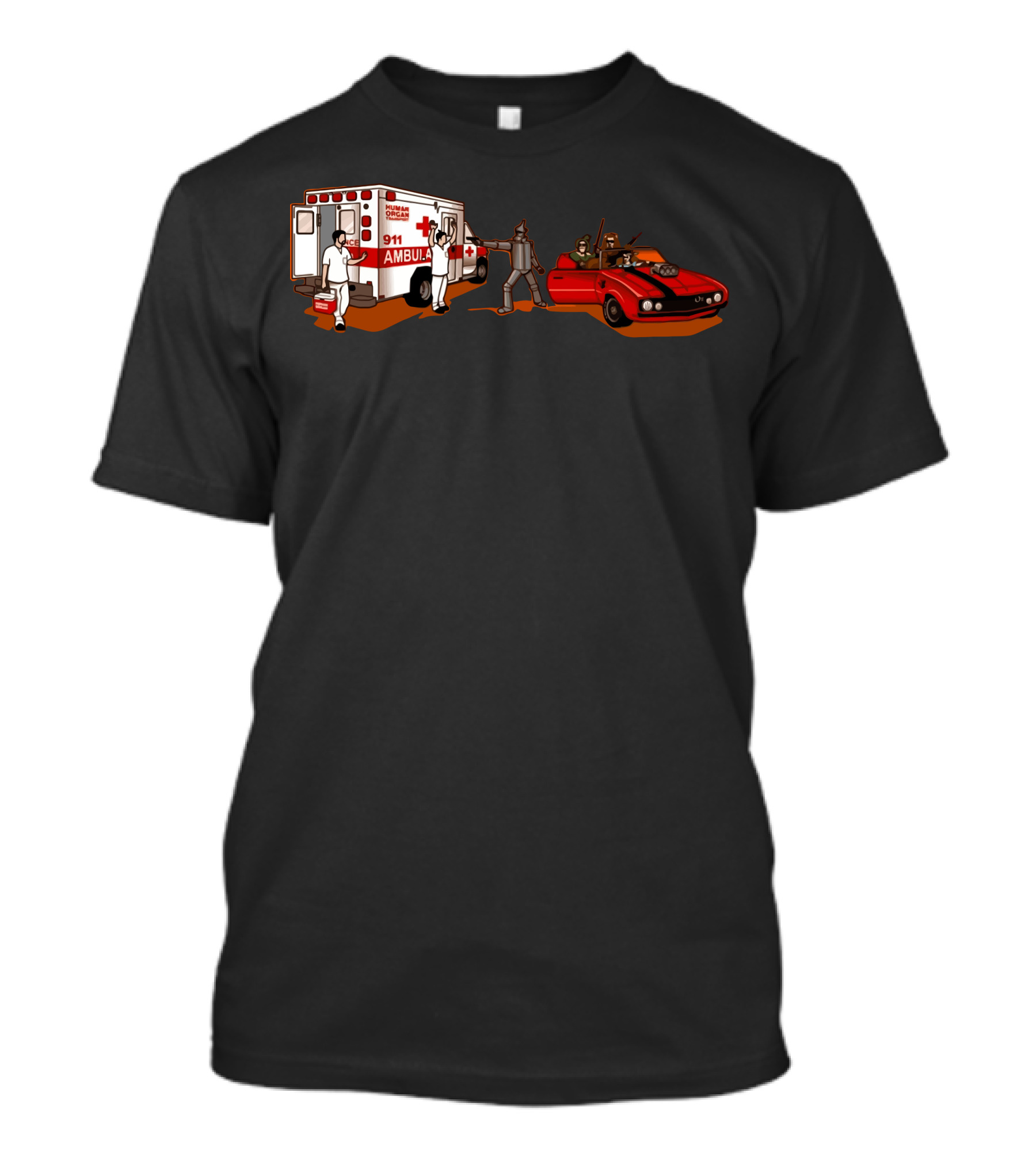 Heartless 911 Ambulance Tin Man And Car Irony T-Shirt