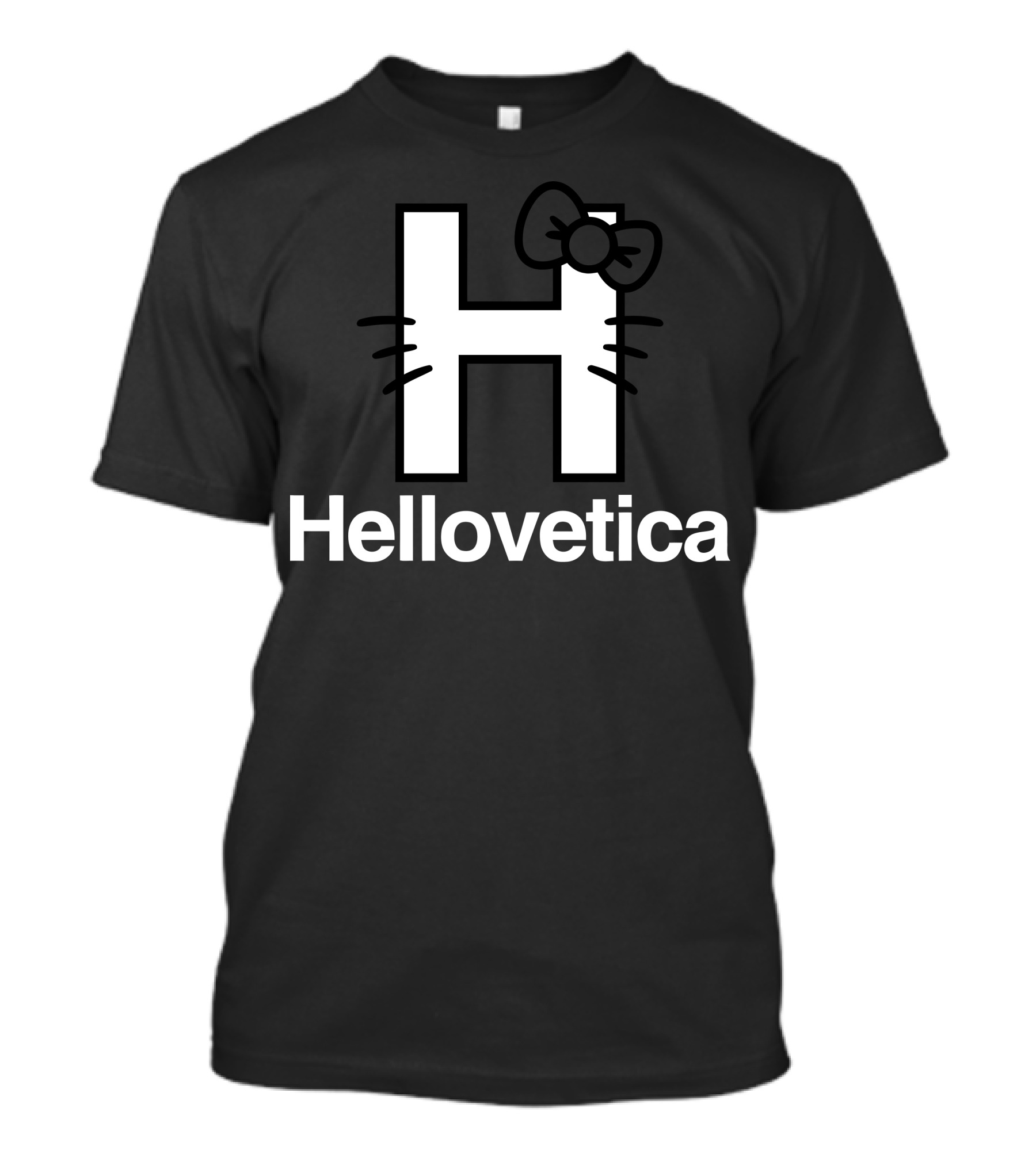 Hellovetica Cat Bow Symbol Play On Font Name T-Shirt