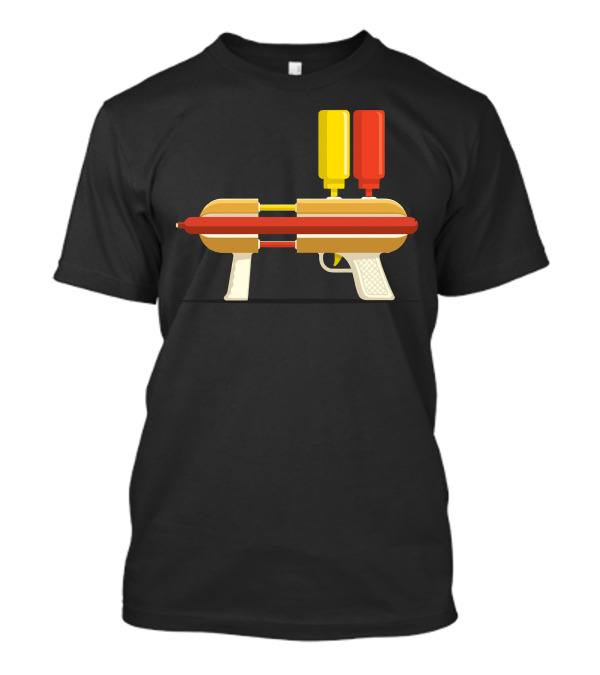 Hot Dog Hitman Ketchup Mustard Water Gun T-Shirt