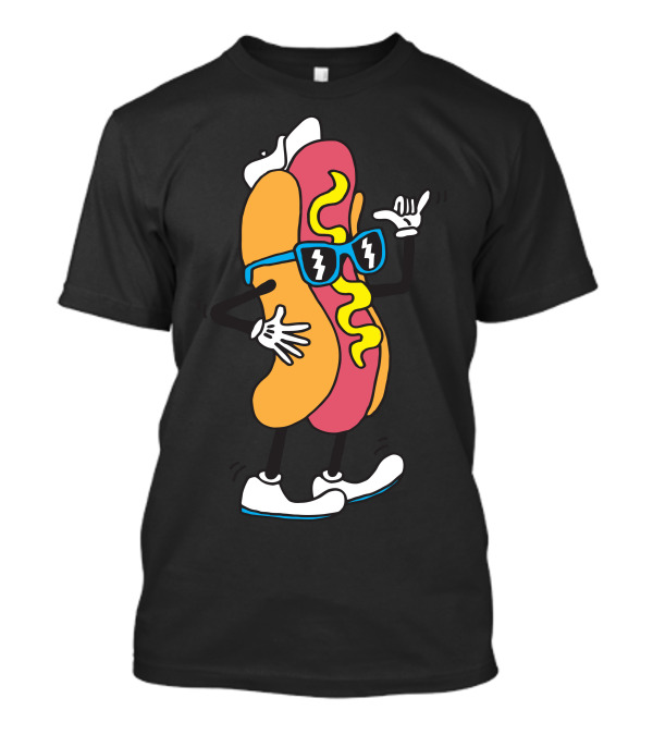 Hot Doggin With Sunglasses And Lightning Bolt T-Shirt