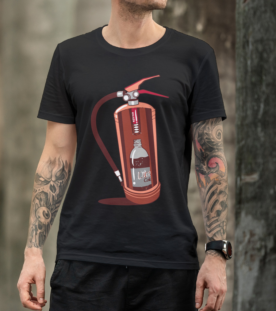 Diet Cola Fire Suppressant Mechanism Inside Extinguisher T-Shirt