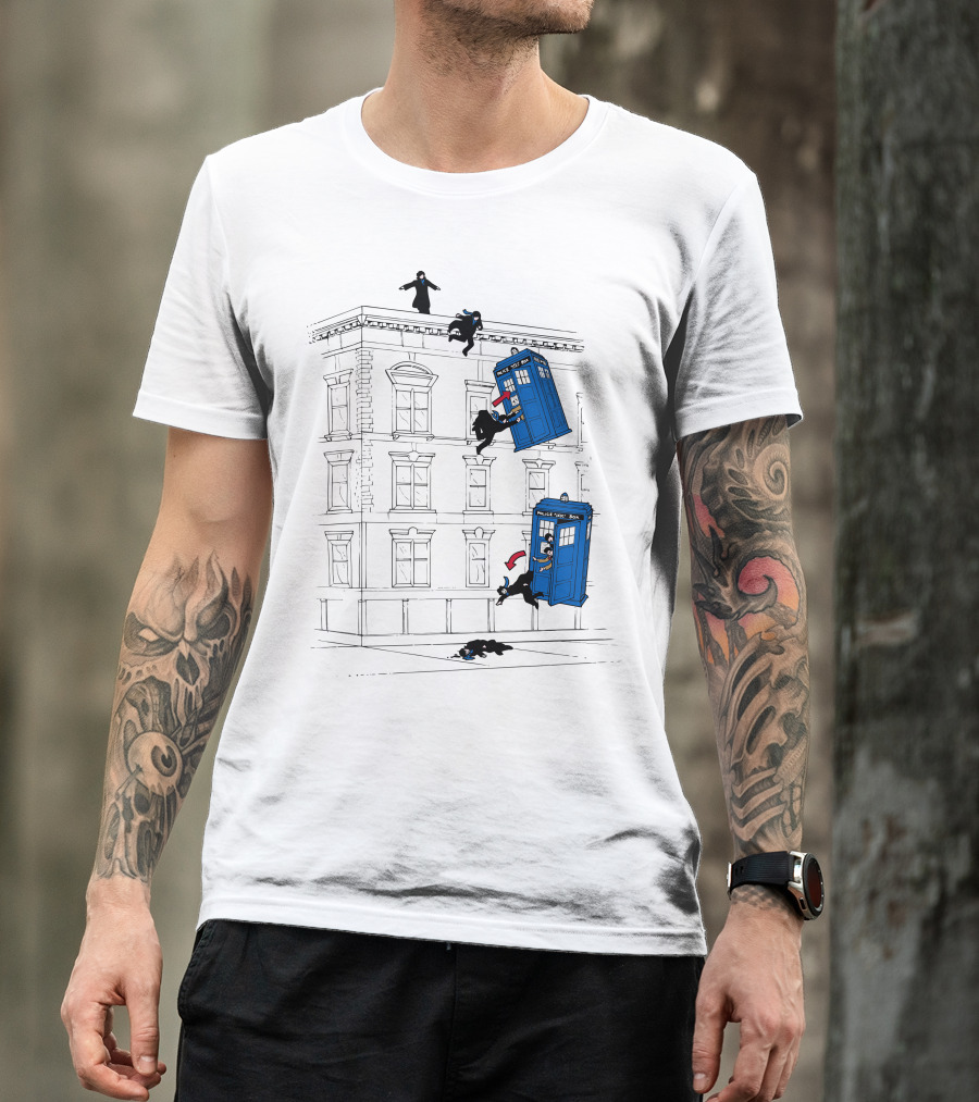 Doctor Who How He Survived TARDIS Escaping Assassins Building Scene T-Shirt