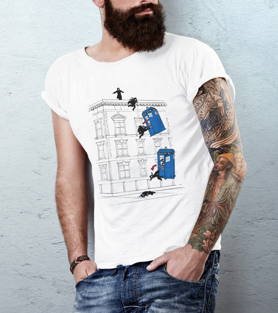 Doctor Who How He Survived TARDIS Escaping Assassins Building Scene T-Shirt