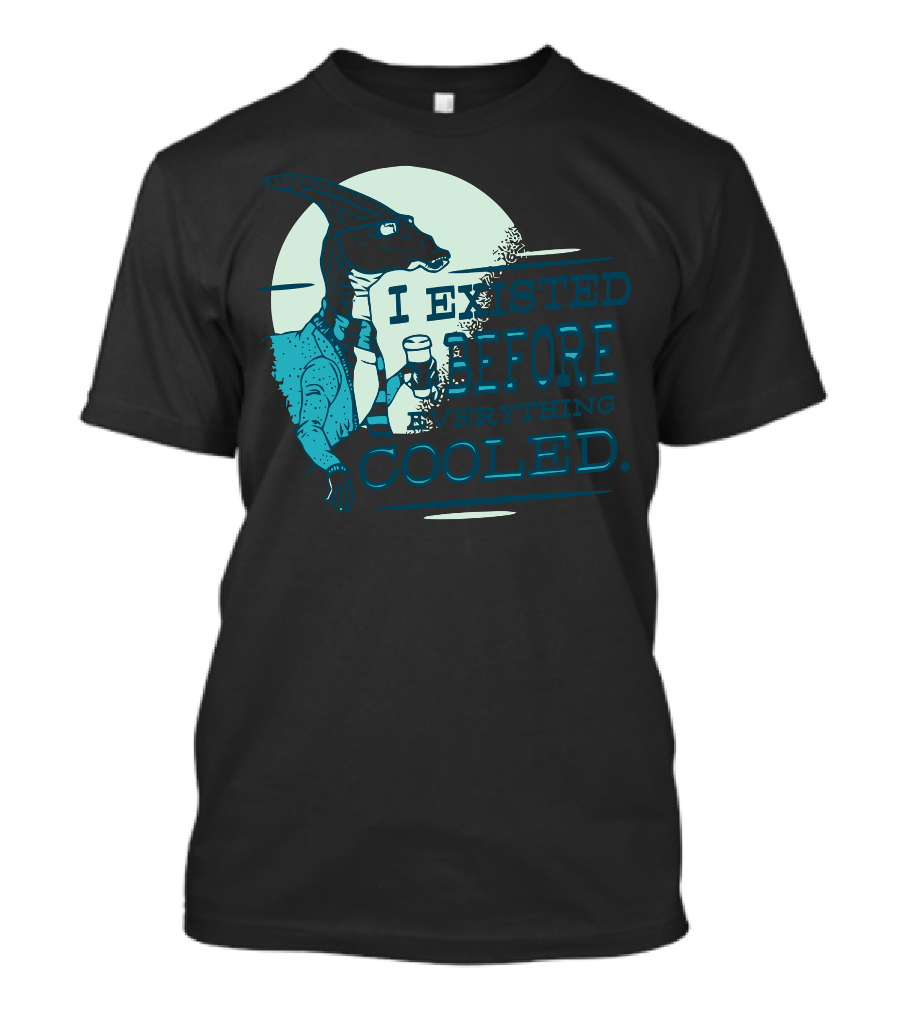 I Existed Before Everything Cooled Velociraptor With Coffee Cup T-Shirt