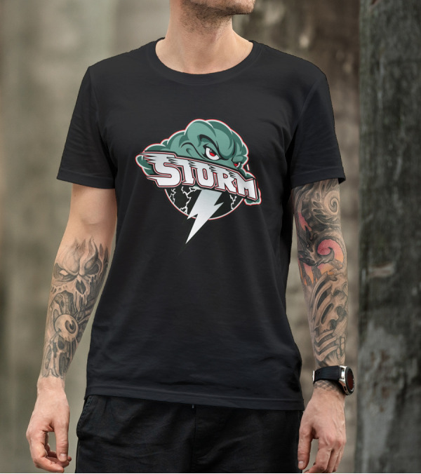Lake Elsinore Storm Baseball Team Mascot Icon With Lightning Bolt And Cloud T-Shirt
