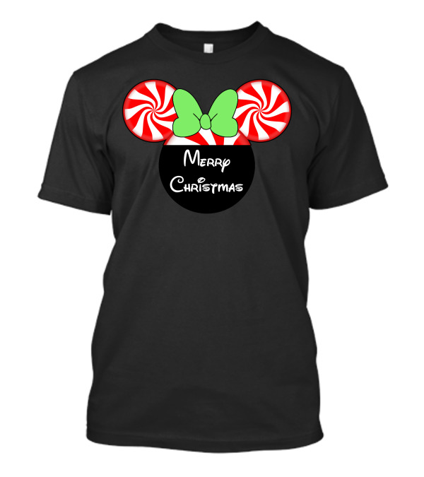 Merry Christmas Peppermint Ears Mint Bow T-Shirt