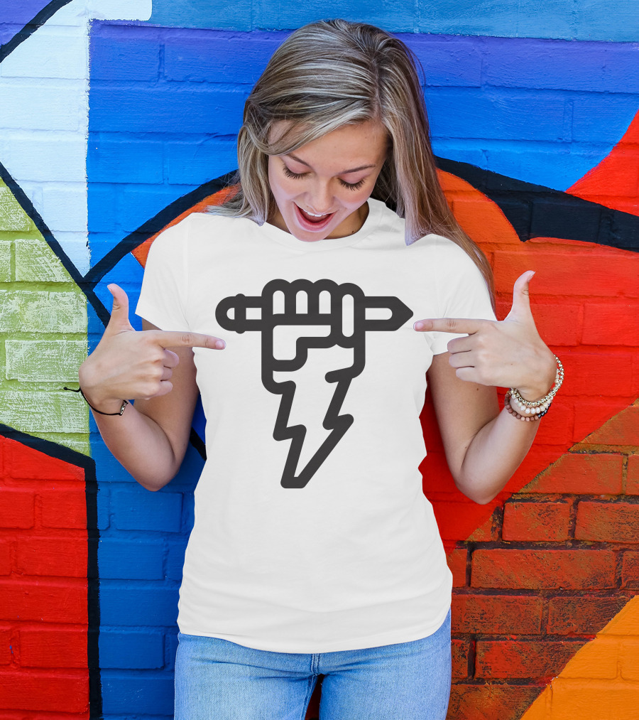 Pencil Fist Lightning Bolt T-Shirt