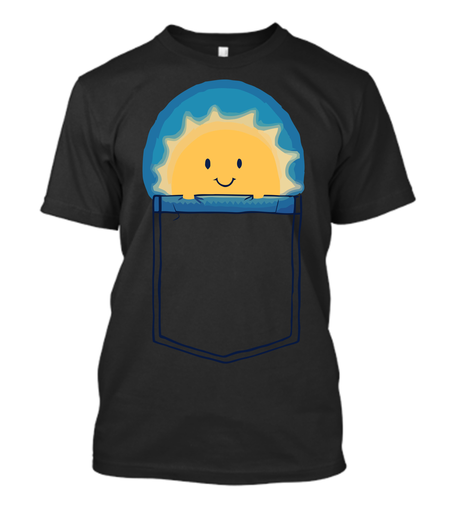 Adorable Smiling Sun Peekaboo In Pocket T-Shirt