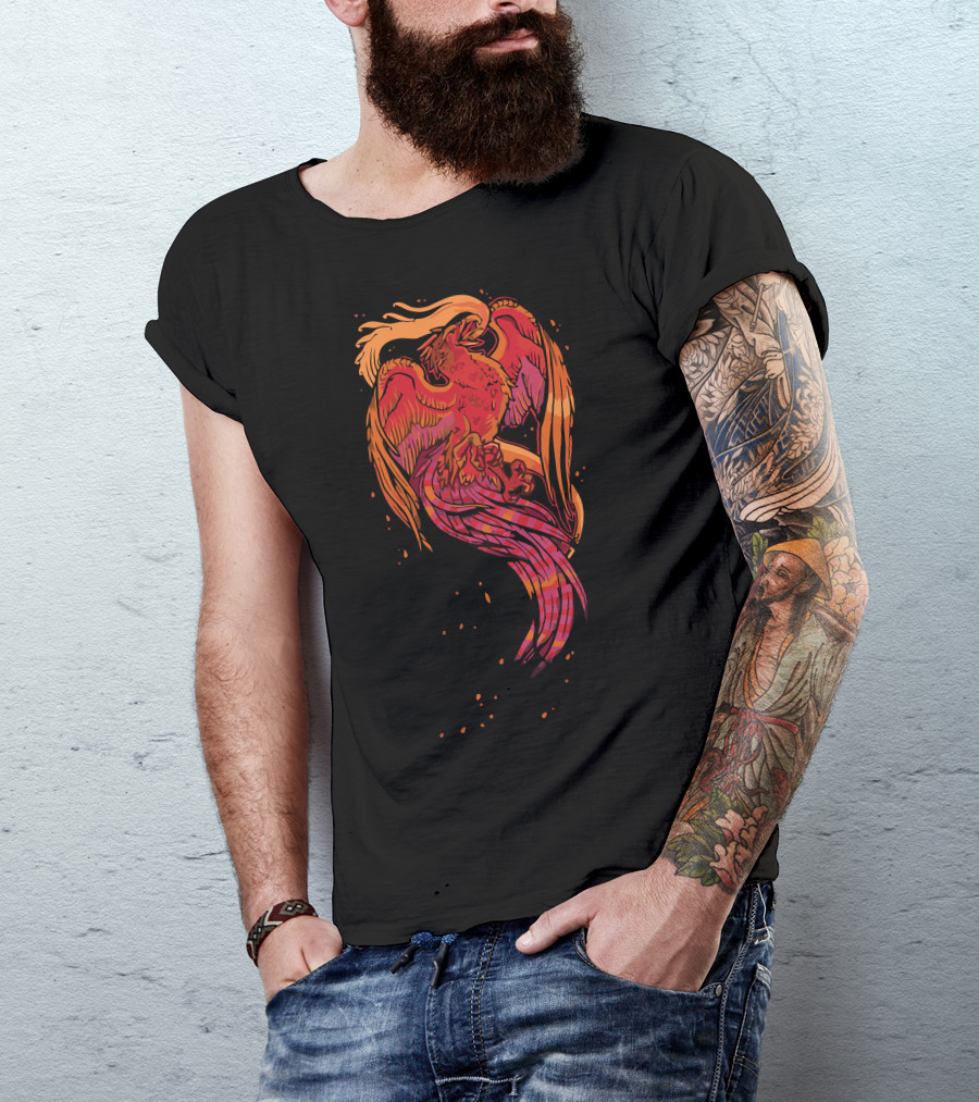 Phoenix Rising Fiery Mythical Creature With Vibrant Flames And Wings T-Shirt