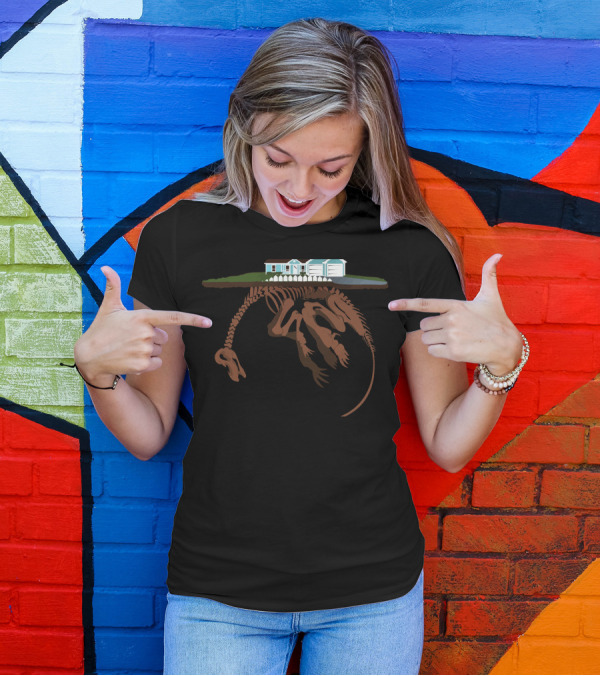 Dinosaurs Beneath The Suburban House T-Shirt