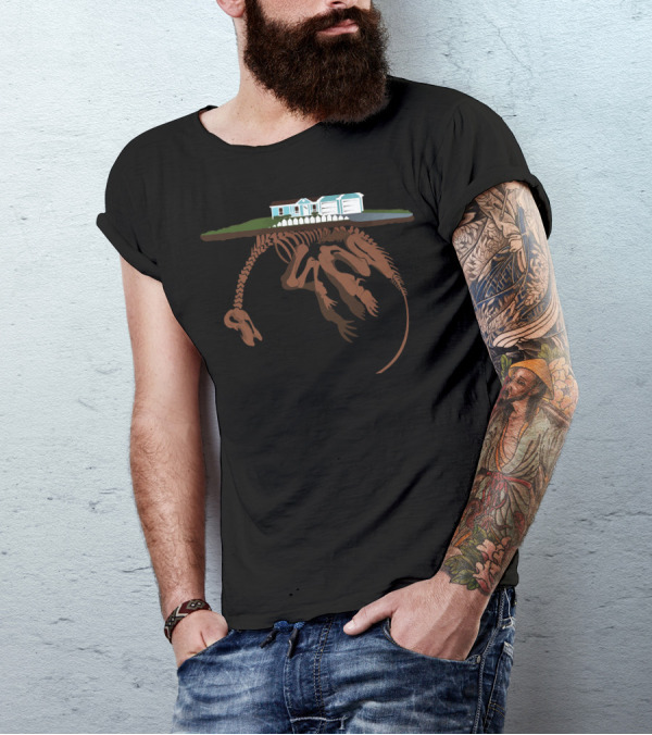 Dinosaurs Beneath The Suburban House T-Shirt