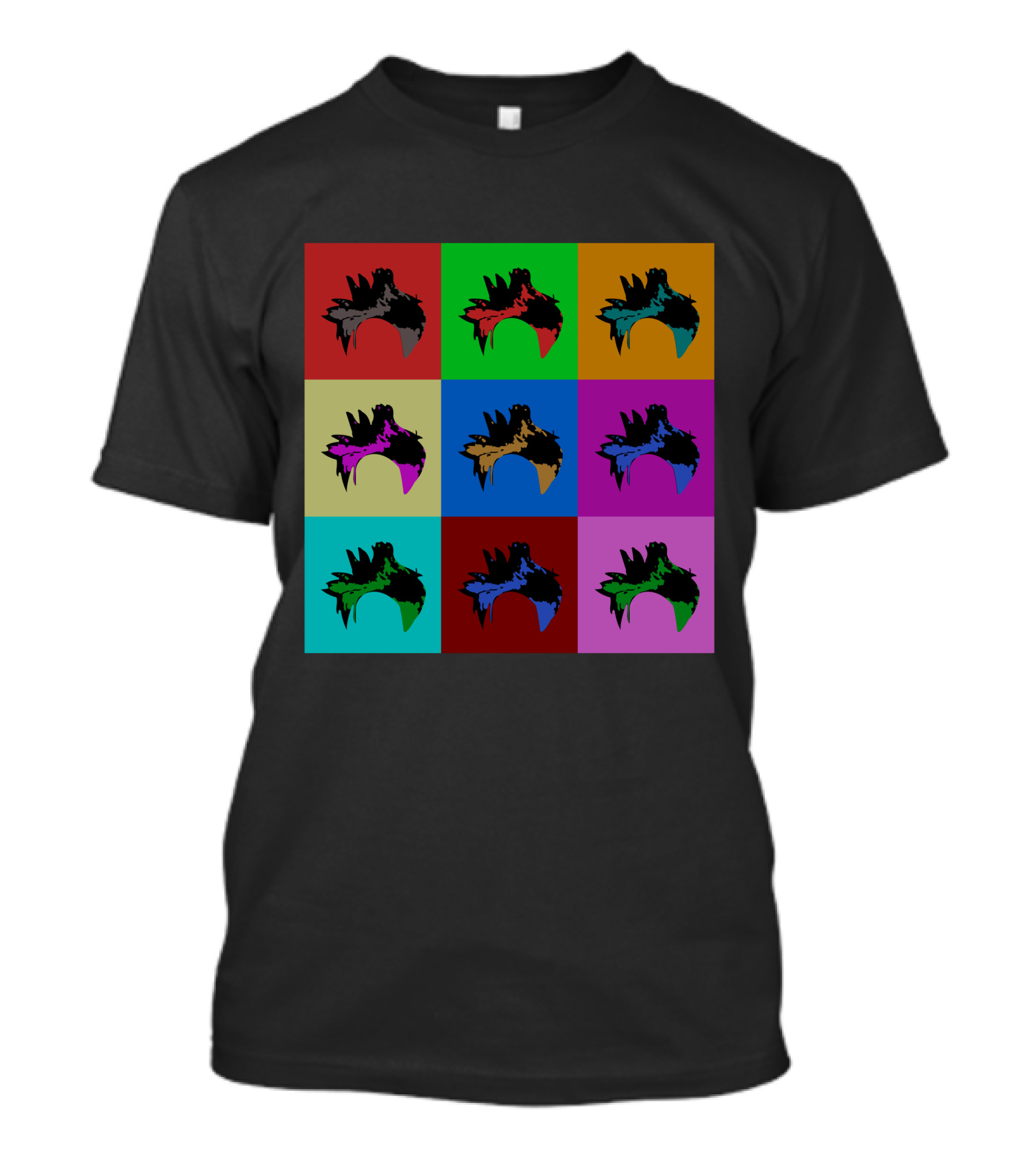 Pinoes Hair Multicolor Pop Art Grid T-Shirt