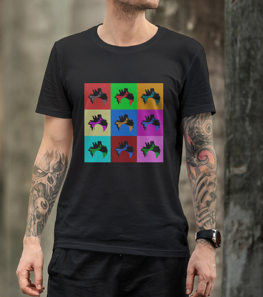 Pinoes Hair Multicolor Pop Art Grid T-Shirt