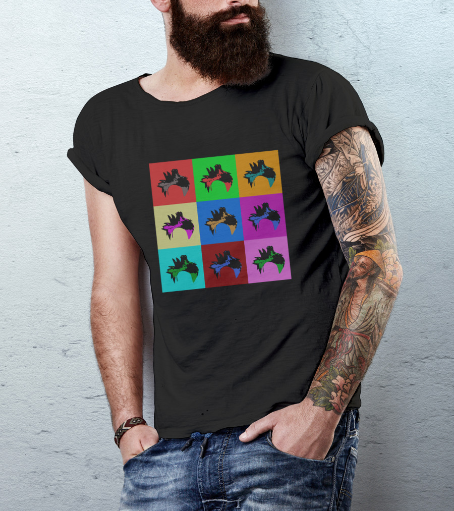 Pinoes Hair Multicolor Pop Art Grid T-Shirt