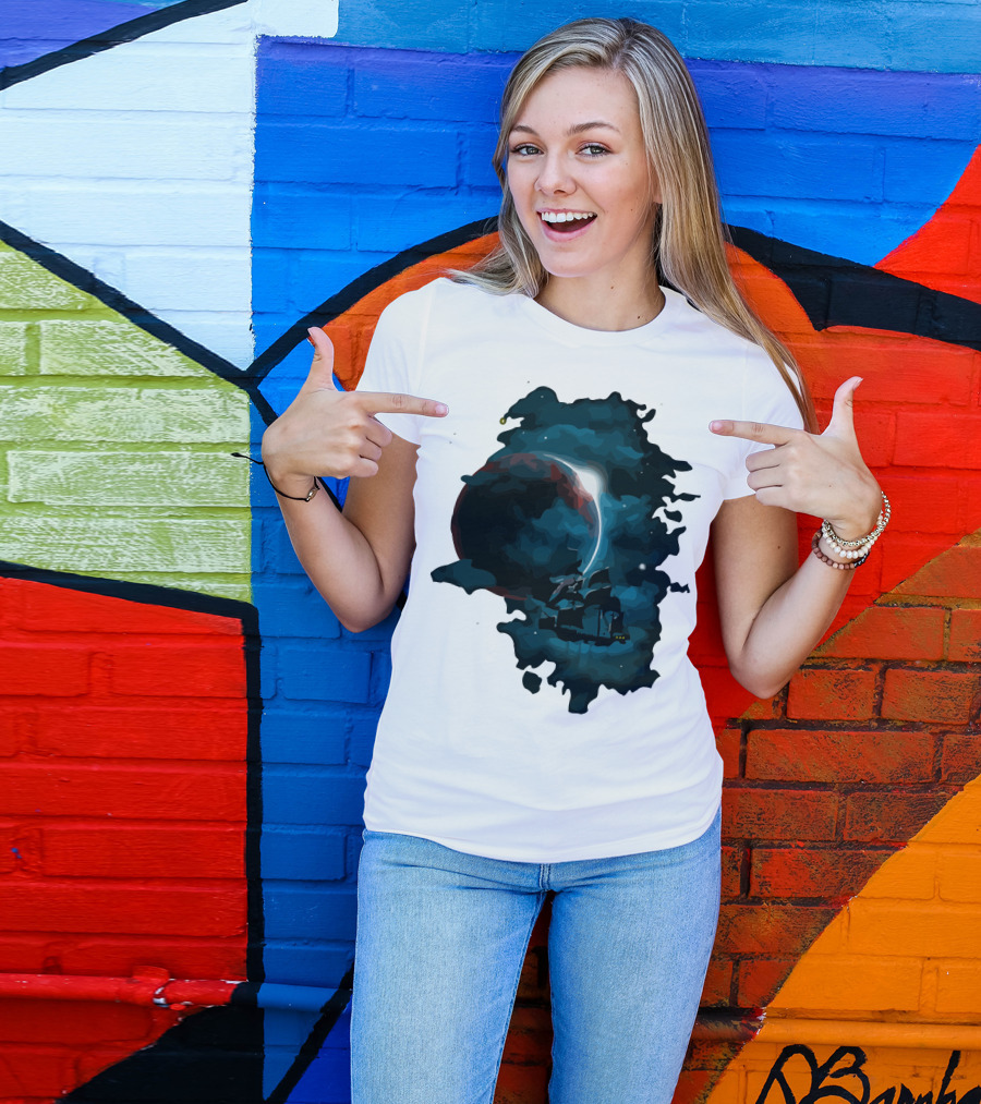 Pirate Spaceship Sailing Through Cosmic Nebula In Space Adventure T-Shirt