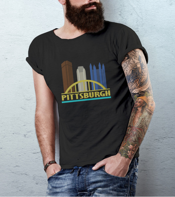 Pittsburgh City Skyline Iconic Bridge Building T-Shirt