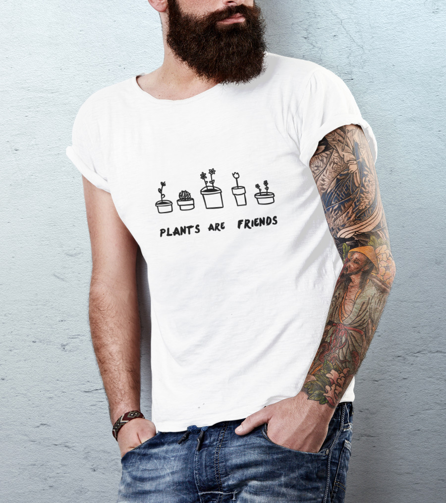 Plants Are Friends With Cute Potted Plant Drawings T-Shirt