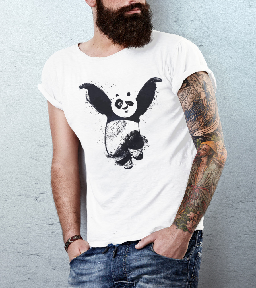 Kung Fu Panda Splash Ink Art Jump Po T-Shirt