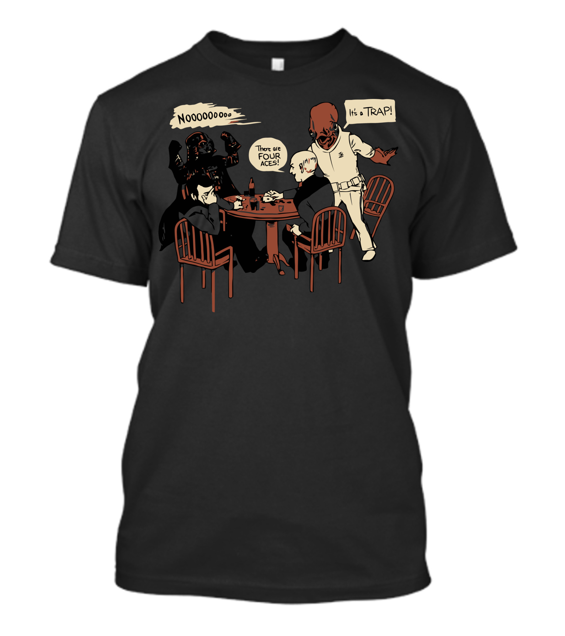 Poker Game With Icons Saying Noooooooo There Are Four Aces It's A Trap T-Shirt