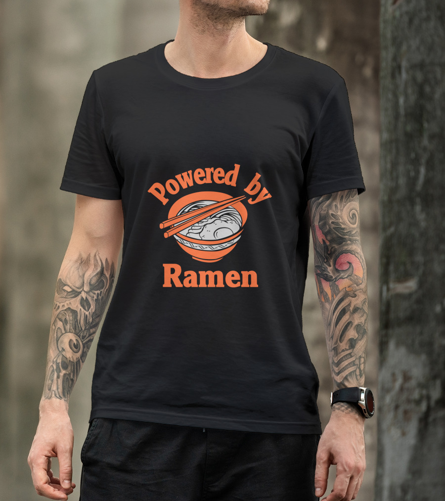Powered By Ramen Noodles Bowl With Chopsticks T-Shirt