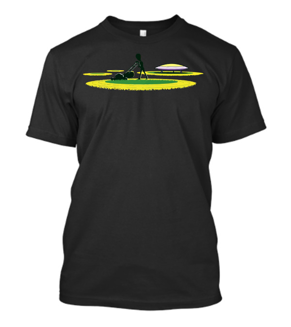UFO Alien Prankster Mowing Crop Circles T-Shirt