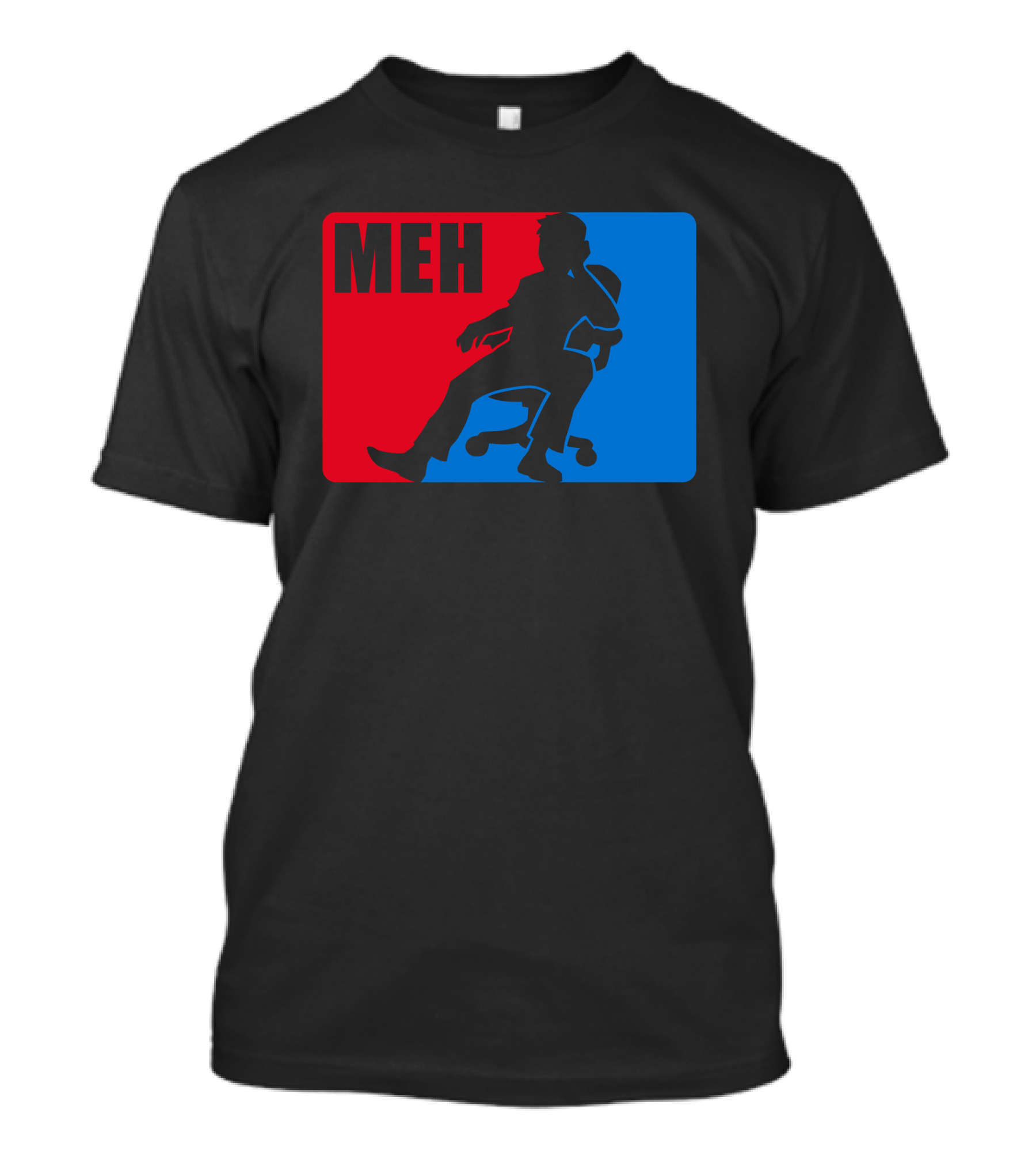 MEH Lazy Silhouette Parody Red Blue T-Shirt