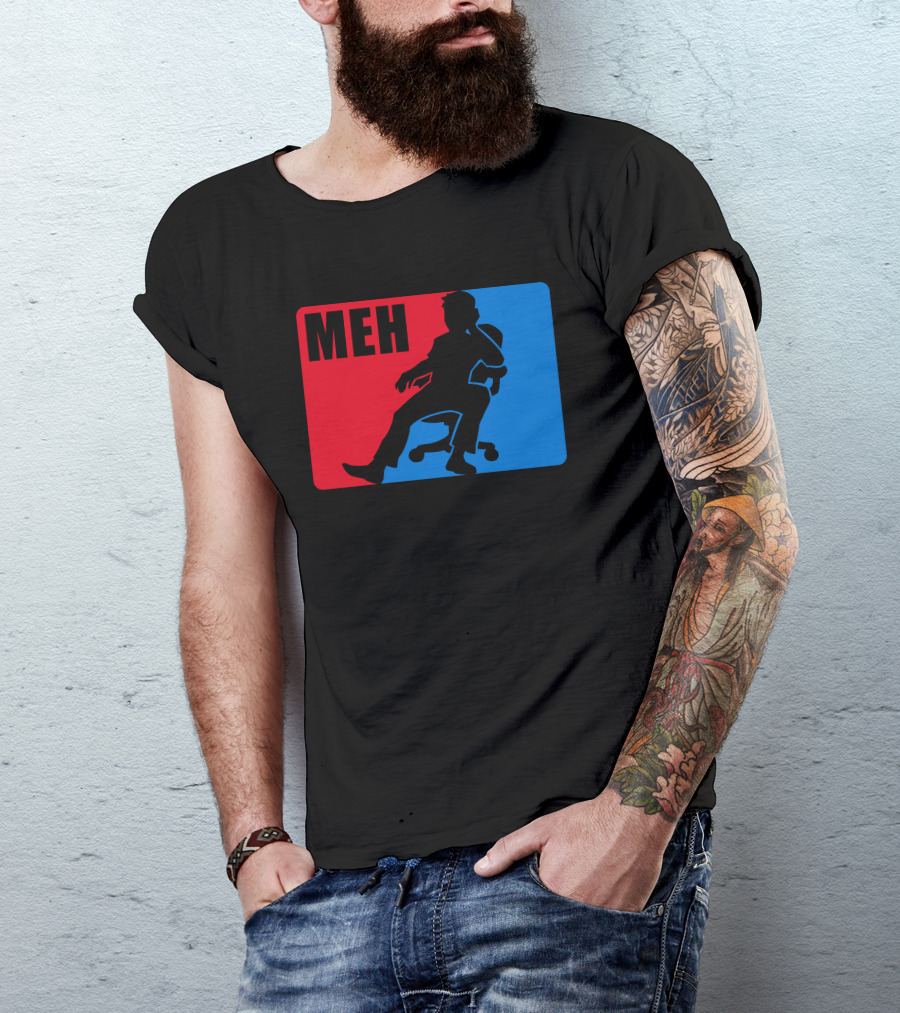 MEH Lazy Silhouette Parody Red Blue T-Shirt