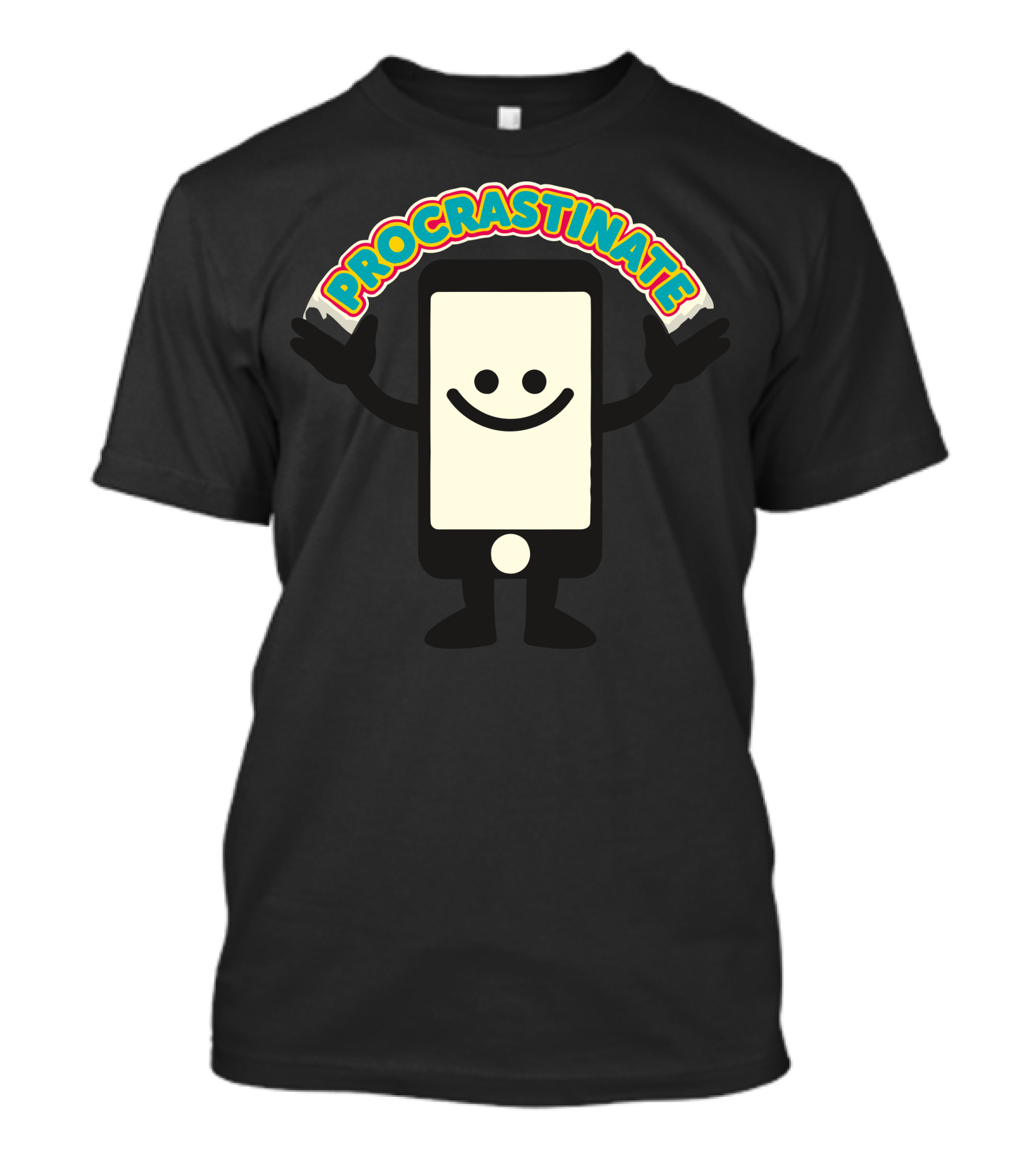 Procrastinate Smiling Phone Character T-Shirt