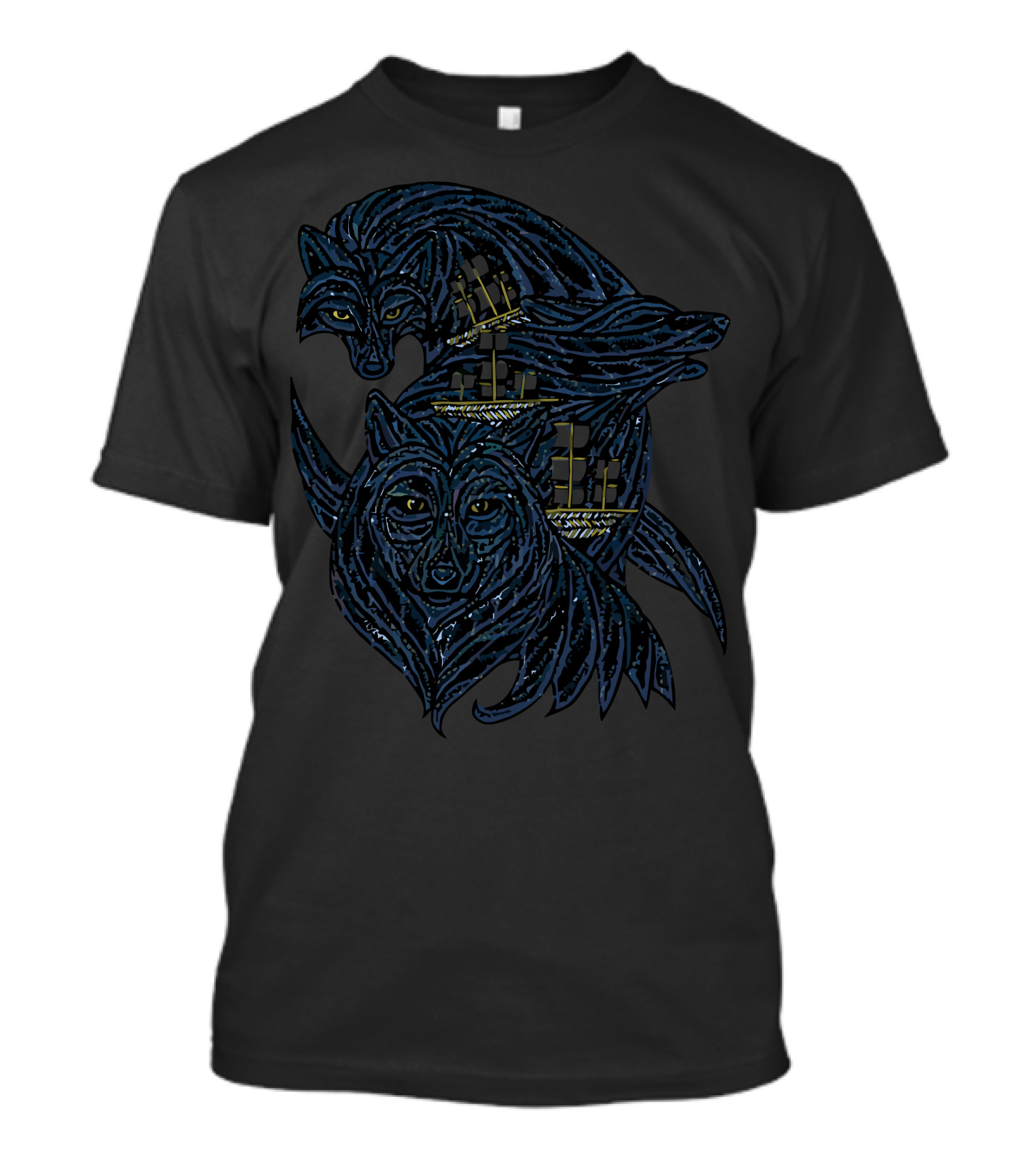 Sea Wolves And Sailing Ships Fantasy T-Shirt