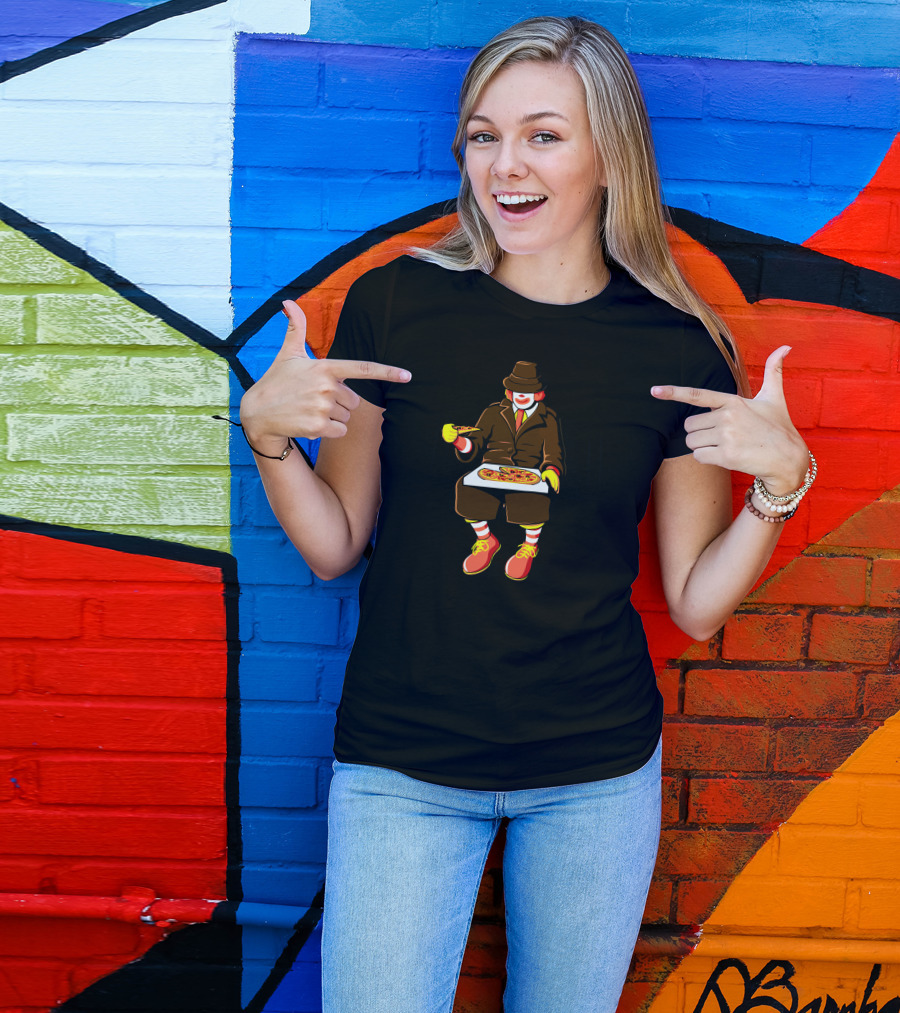 Secret Habit Vintage Clown Enjoying Pizza On Bench T-Shirt