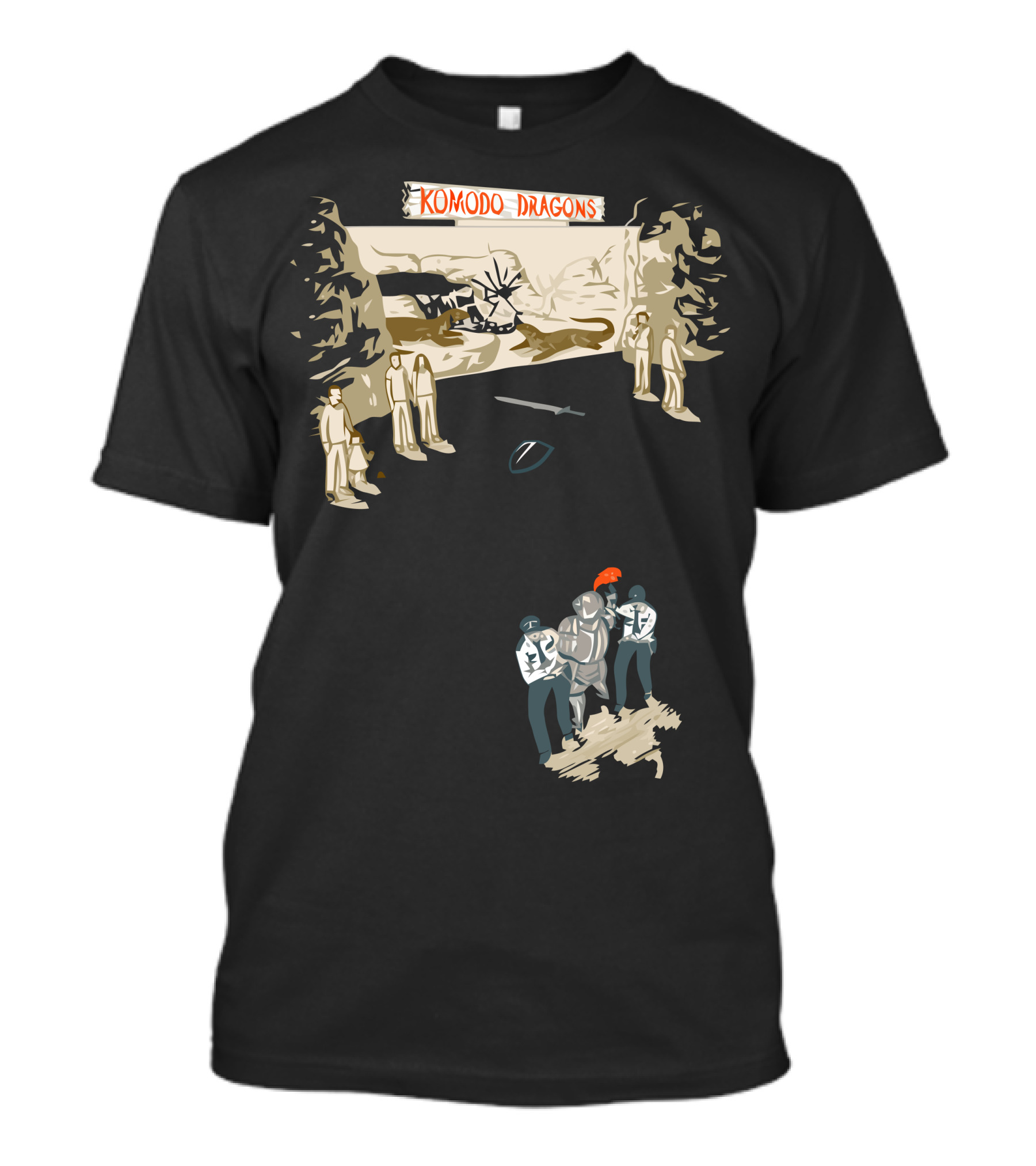 Komodo Dragons Security Medieval Knight Scene T-Shirt