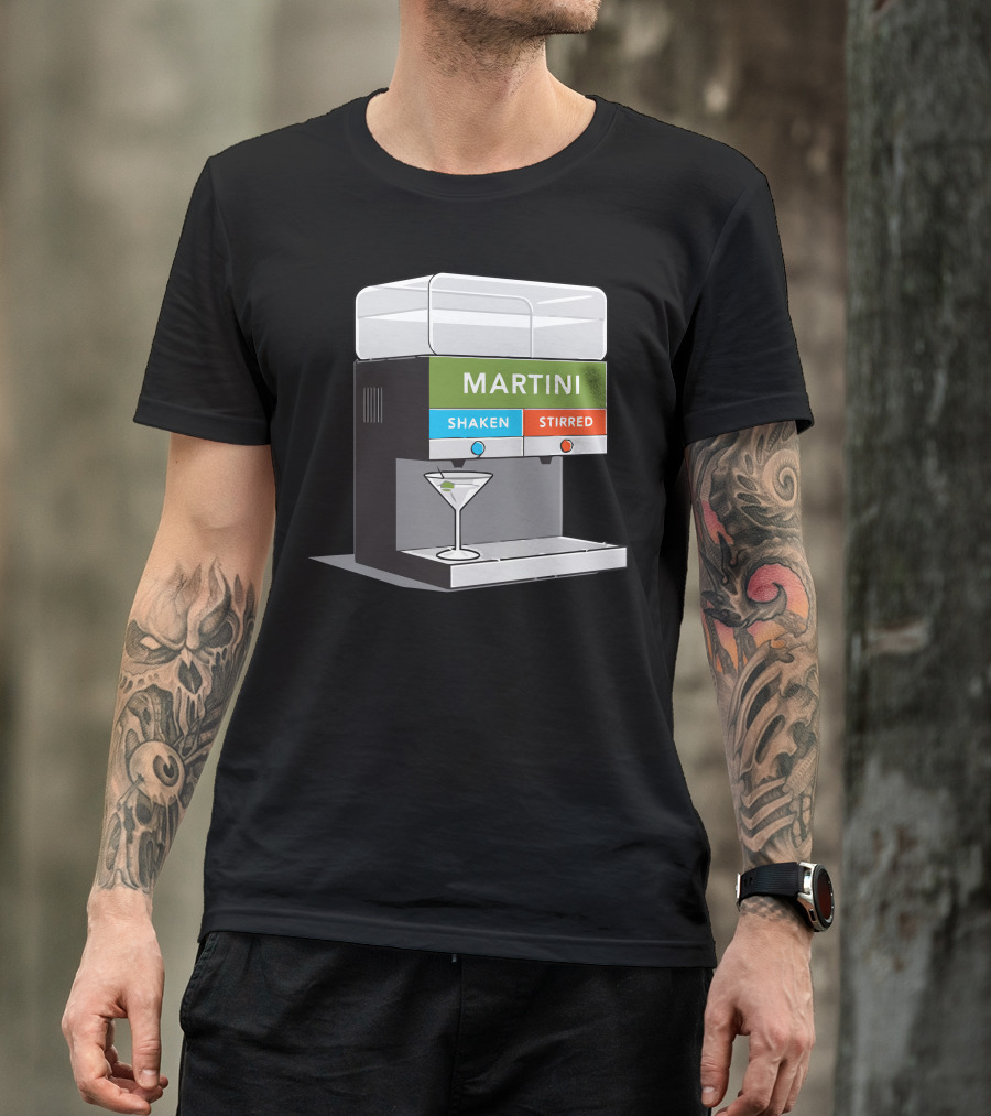 Martini Shaken Stirred Beverage Dispenser With Cocktail Glass T-Shirt